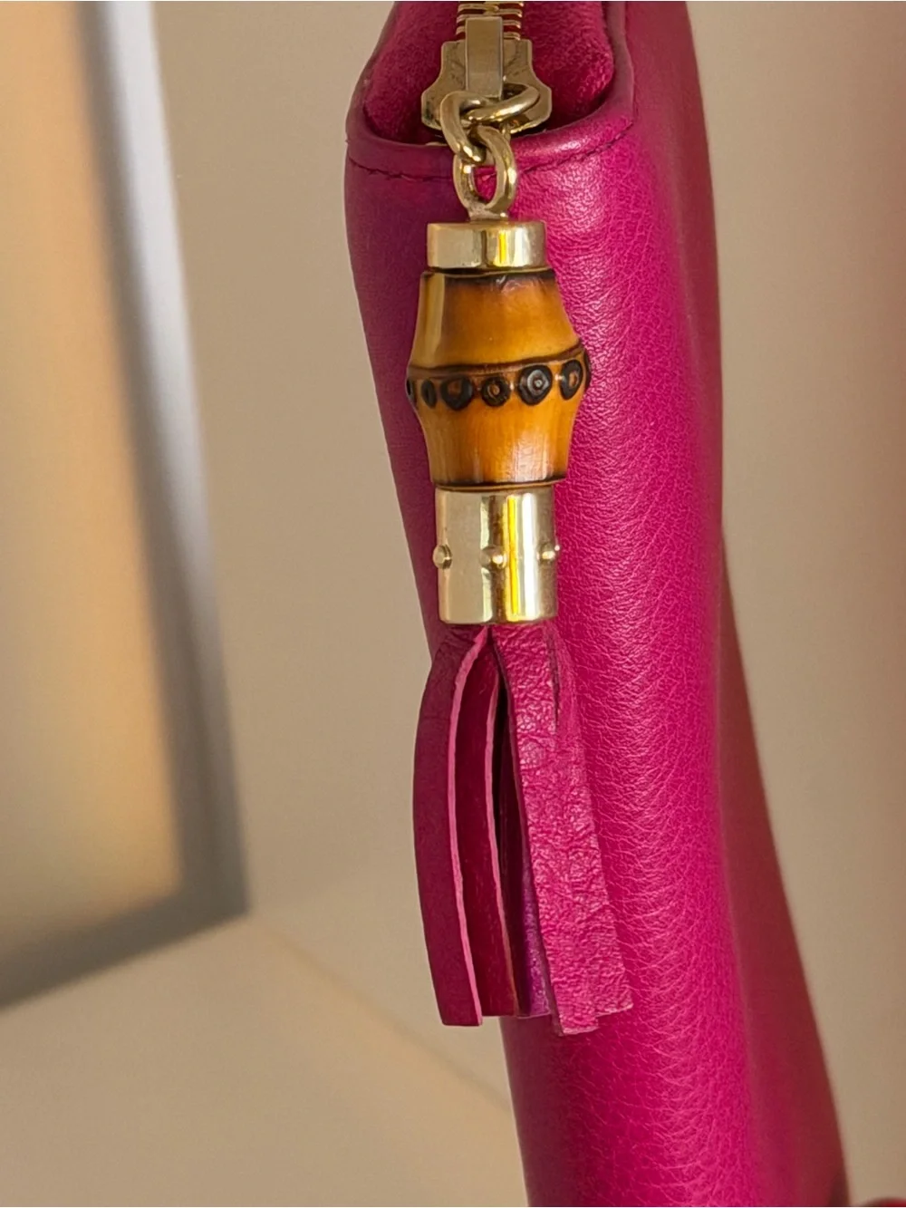 Gucci Bamboo Tassel Zip Around Wallet Pink Leather - Picture 3 of 13
